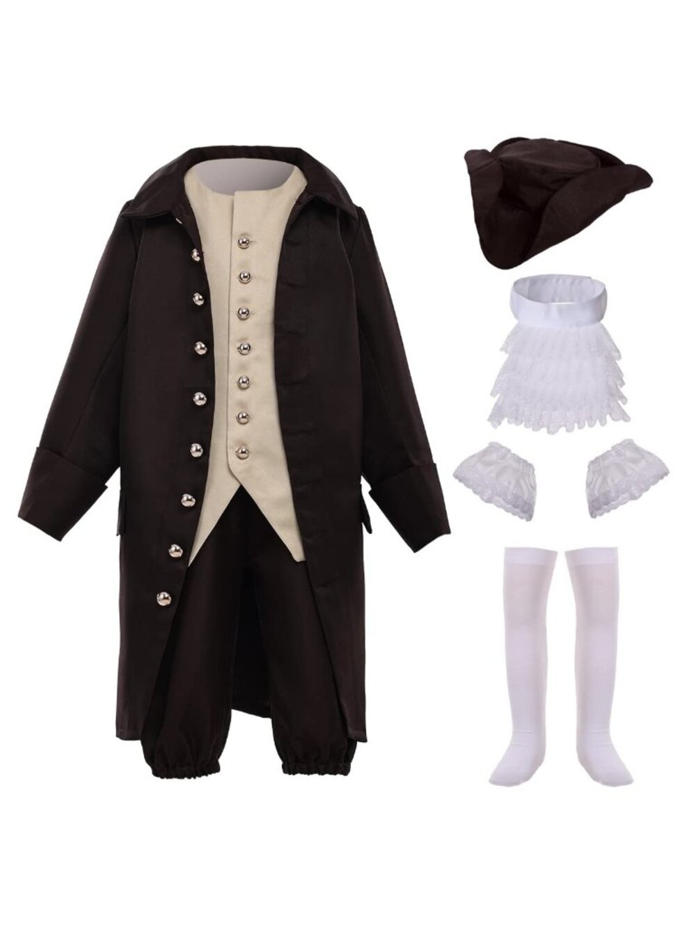 BPURB Colonial Costume Boys 18th Century American Costume Patriot  SZ 10